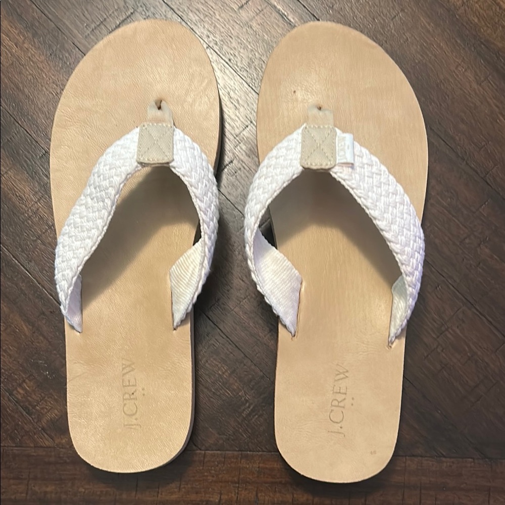 J. Crew White Flipflops with Braided Straps